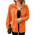 thumbnail image 1 of Womens Corduroy Shackets Jacket Plus Size Long Sleeve Button Down Retro Shirts Blouses Tops With Chest Pocket XL, 1 of 4