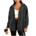 thumbnail image 1 of Womens Corduroy Shirt Jacket Long Sleeve Button Down Shirts Fall Blouses Tops Casual Lightweight Shacket with Pockets, 1 of 6