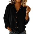 thumbnail image 1 of Womens Corduroy Shirts Dressy Casual Long Sleeve Button Down Blouses Spring Fall Loose Tops Lightweight Shacket, 1 of 6