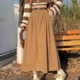thumbnail image 1 of Womens Corduroy Skirt New High Waist Vintage A-Line Maxi Skirt Khaki M YIWEI, 1 of 11