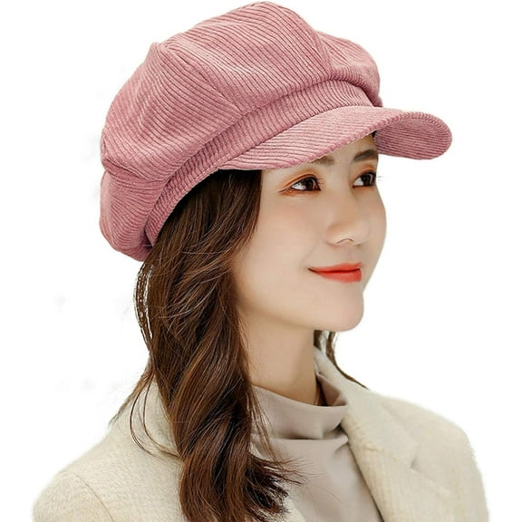 Womens Corduroy Striped Octagonal Ivy Newsboy Cabbie Gatsby Painter Hats Caps