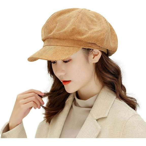 Womens Corduroy Striped Octagonal Ivy Newsboy Cabbie Gatsby Painter Hats Caps