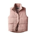 thumbnail image 1 of Womens Corduroy Vest Stand Collar Zip Snap Button Sleeveless Warm Padded Gilet Dressy Long Jackets Bohemian Vest Strike Vest Puffy Vests for Women with Hood Fashion Clothes for Women Leather Vest, 1 of 5