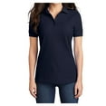 thumbnail image 1 of Womens Core Blend Cotton/Polyester Pique Polo Deep Navy X-Large, 1 of 6