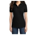 thumbnail image 1 of Womens Core Blend Cotton/Polyester Pique Polo Jet Black Small, 1 of 6