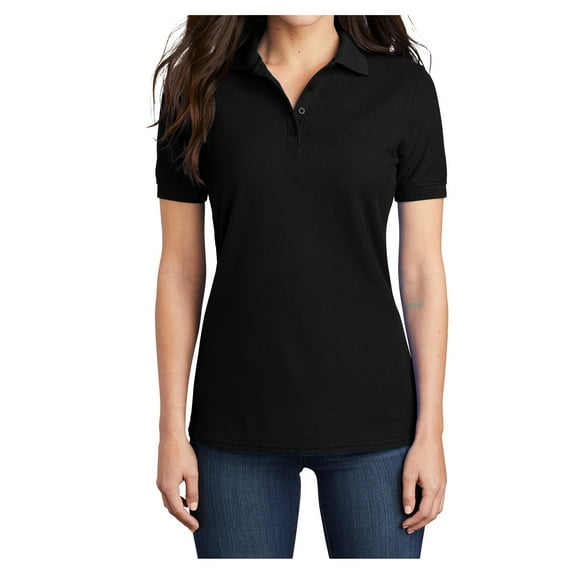 Womens Core Blend Cotton/Polyester Pique Polo Jet Black Small
