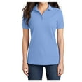 thumbnail image 1 of Womens Core Blend Cotton/Polyester Pique Polo Light Blue 3X-Large, 1 of 6
