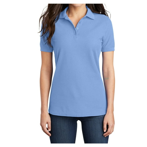 Womens Core Blend Cotton/Polyester Pique Polo Light Blue 4X-Large