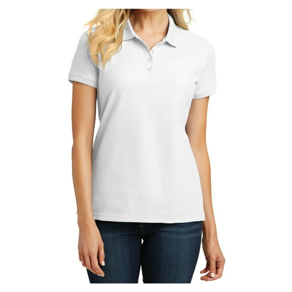 Womens Core Classic Cotton/Polyester Pique Polo T-Shirt White 3XL