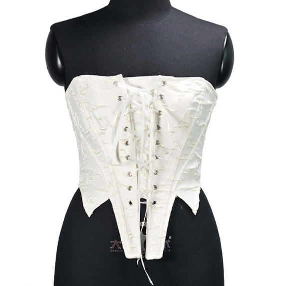 Womens Corset Bustier Shapewear Top Overbust Waist Corset Dress Bustier Top Vintage Plus Size Bodyshaper Gothic Underbust Bodysuit Christmas Halloween Costume White S