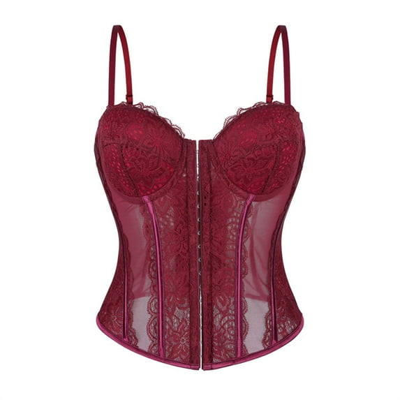 Womens Corset Bustier Shapewear Top Overbust Waist Corset Dress Bustier Top Vintage Plus Size Bodyshaper Gothic Underbust Bodysuit Christmas Halloween Costume Red XL