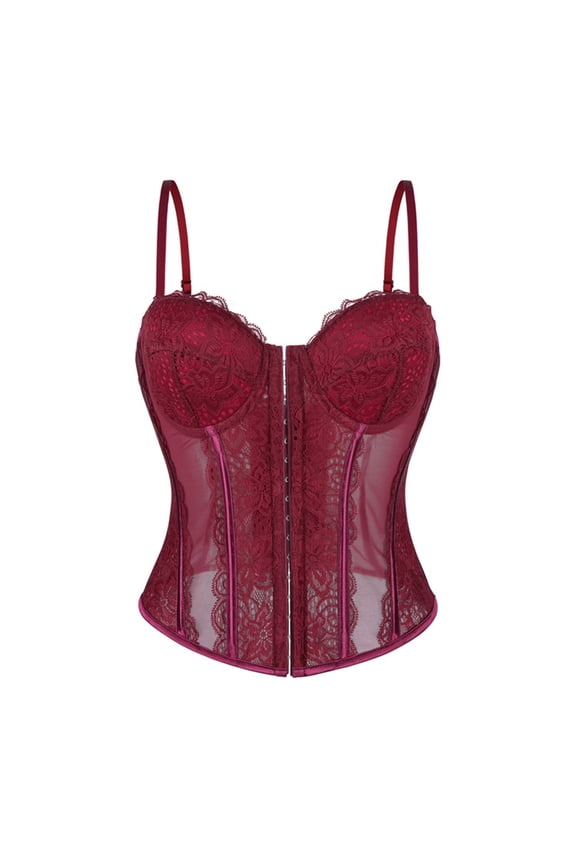 Womens Corset Bustier Shapewear Top Overbust Waist Corset Dress Bustier Top Vintage Plus Size Bodyshaper Gothic Underbust Bodysuit Christmas Halloween Costume Red XS