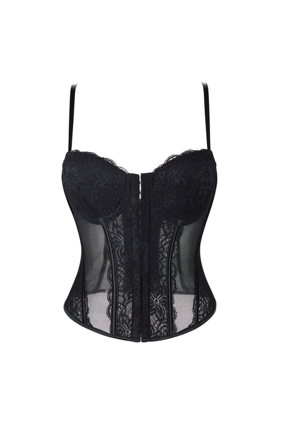Womens Corset Bustier Shapewear Top Overbust Waist Corset Dress Bustier Top Vintage Plus Size Bodyshaper Gothic Underbust Bodysuit Christmas Halloween Costume Black M