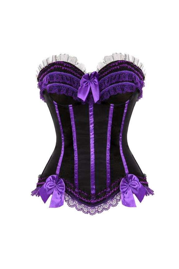 Womens Corset Top Sexy Renaissance Bustier Satin Corselet Lace Up Boned Corsets Plus Size