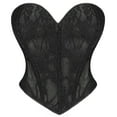 thumbnail image 1 of Womens Corset Top Strapless Vintage Jacquard Lace Up Slimming Halloween Cosplay Costume Elegant Push Up Bustier Lace Corset Shapewear Black M, 1 of 8