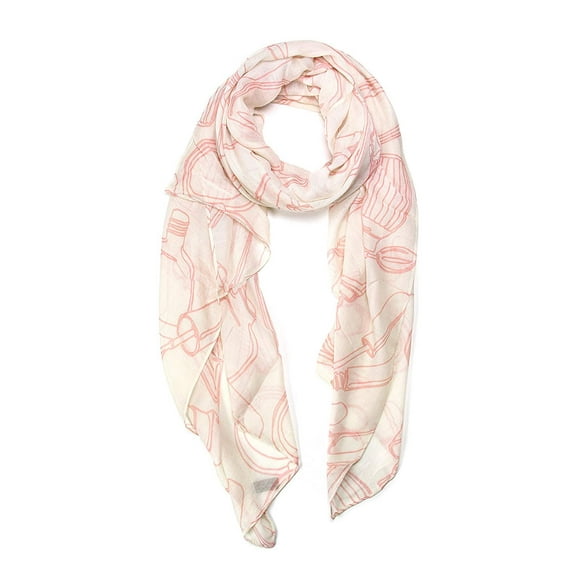 Womens Cosmetic Print Scarf Beige