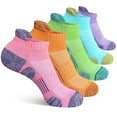 thumbnail image 1 of Womens Cotton Ankle Socks Anti-blister Thick Cushioned Wicking Athletic Running Socks 5 Pairs,Colorful, 1 of 6