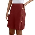 thumbnail image 1 of Womens Cotton Bermuda Shorts Elastic High Waisted Side Buttons Pull On Culottes Dressy Casual Summer Athletic Work Shorts Wine, 1 of 7