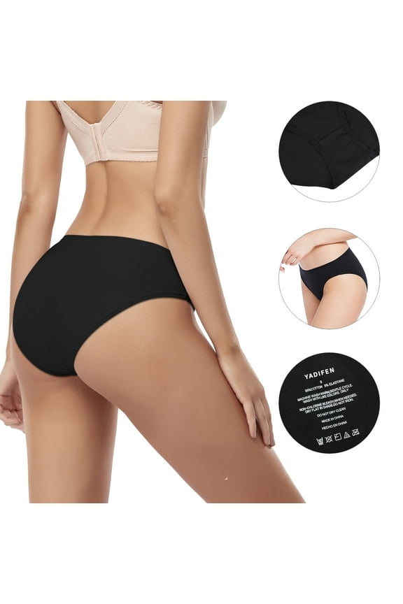 Womens Cotton Bikini Underwear Hipster Girls Panties Low Waist Briefs,Black,L