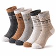 thumbnail image 1 of Womens Cotton Blend Mid Calf Socks Fair Isle Speckled Knit Snowflake Pattern Crew Socks Autumn Winter Thermal Warm Cozy Casual Dress Socks (C), 1 of 5