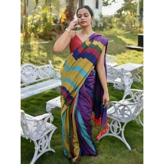 AIRNEX CREATIONS Indian Fancy Sarees for Womens Cotton Blend Saree with Blouse Peace Georgette Saree Wedding, Partywear Traditional Bridal Active Wear