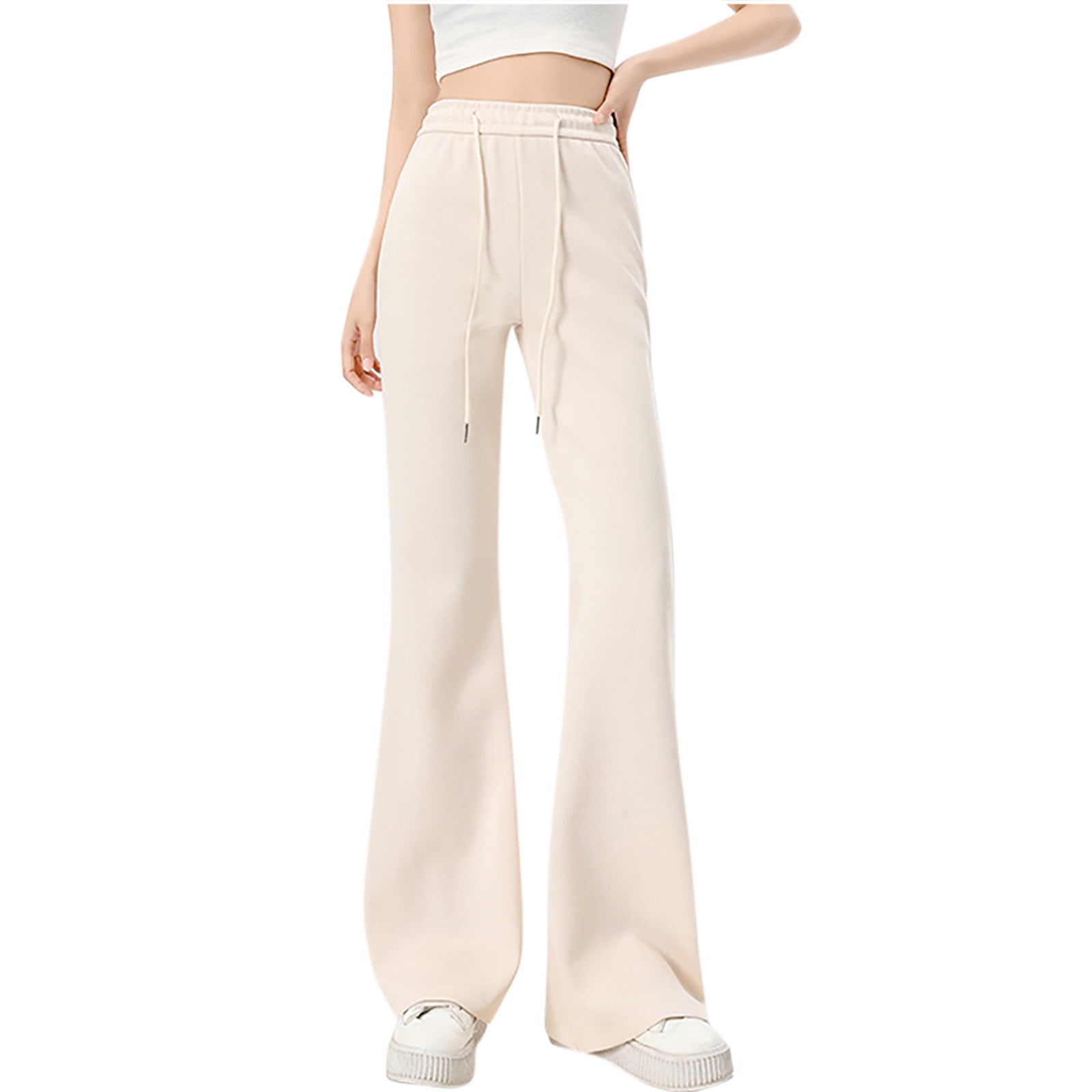 Sinpiling 50 Clearance Off Womens Cotton Bootcut Sweatpants with Pockets Drawstring Elastic Waist Flare Leg Pants Casual Loose Solid Comfort Loungewear Joggers Sports Trousers Christmas Outfits Walmar...