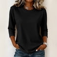 thumbnail image 1 of Womens Cotton Casual 3/4 Sleeve T Shirts Crew Neck Loose Fit Tops Solid Basic Tops Tees, 1 of 6
