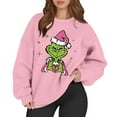 thumbnail image 1 of Womens Cotton Christmas Sweatshirt Long Sleeve Funny Cute Xmas Crewneck Pullover 2-Pink 2XL 1, 1 of 5