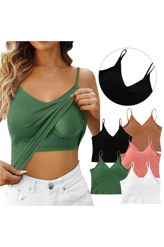 Womens Cotton Crop Tank Tops with Built in Bras Square Neck Casual Summer Camisole Fashion Comfortable Basic Tank Tops Green, Size M