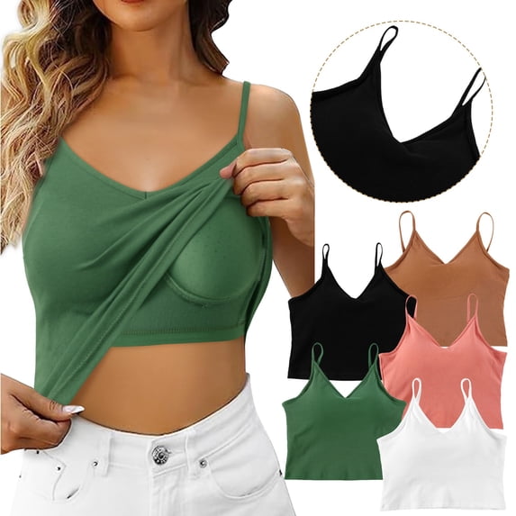 Womens Cotton Crop Tank Tops with Built in Bras Square Neck Casual Summer Camisole Fashion Comfortable Basic Tank Tops Pink, Size L