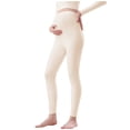 thumbnail image 1 of Womens Cotton Fleece Lined Maternity Yoga Leggings Over The Belly Adjustable Waist Pregnancy Pants Thermal Tights Stretchy Trousers, 1 of 5