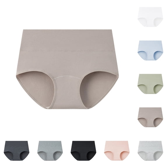 Womens Cotton High Waisted Underwear Full Coverage Panties Ladies Briefs Coffee XL