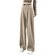 thumbnail image 1 of Womens Cotton High Waisted Wide Leg Pants Button Closure Belt Loops Trousers with Pockets Dressy Casual Office Work Pants Gray, 1 of 8
