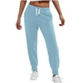thumbnail image 1 of Womens Cotton Jogger Pants with Pockets Elastic Waist Casual Lounge Jogging Sports Tapered Leg Solid Sweatpants (L, Blue), 1 of 7