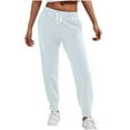 thumbnail image 1 of Womens Cotton Jogger Pants with Pockets Elastic Waist Casual Lounge Jogging Sports Tapered Leg Solid Sweatpants (XL, Light Blue), 1 of 7