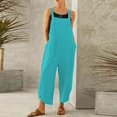 thumbnail image 1 of Womens Cotton Linen Adjustable Casual Summer Bib Overalls Jumpsuits with Pockets Green 3XL, 1 of 5