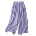 thumbnail image 1 of Womens Cotton Linen Culottes Pants Summer Casual Flowy Wide Leg Palazzo Pants Loose Fit Comfy Beach Lounge Trousers, 1 of 5