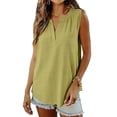 thumbnail image 1 of Womens Cotton Linen Dressy Blouses, Sleeveless Shirts for Women Summer Casual Solid Color Lightweight Notch V Neck Tank Tops, 1 of 6