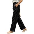 thumbnail image 1 of Womens Cotton Linen High Waist Wide Leg Pants for Summer Casual Palazzo Trousers Lightweight Lace Lounge Pants with Pockets Black S(S), 1 of 6
