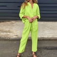 thumbnail image 1 of Womens Cotton Linen Loungewear Sets Plus Size M-5X 2 Piece Button Up Long Sleeve Shirts Pants Solid Outfits Casual Comfy Going Out Suits Set, 1 of 8