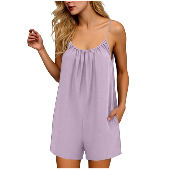 Womens Cotton Linen Short Overalls Backless Sleeveless Wide Leg Jumpsuits Shorts Casual Loose Beach Vacation Summer Romper Shorts
