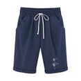 thumbnail image 1 of Womens Cotton Linen Shorts Elastic Waist Drawstring Print Knee Length Shorts Casual Loose Lounge Shorts with Pockets, 1 of 3