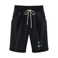 thumbnail image 1 of Womens Cotton Linen Shorts Elastic Waist Drawstring Print Knee Length Shorts Casual Loose Loungewear Shorts with Pockets, 1 of 3
