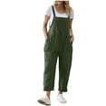 thumbnail image 1 of Womens Cotton Linen Sleeveless Casual Summer Bib Overalls Jumpsuits with Pockets, 1 of 9