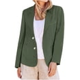 thumbnail image 1 of Womens Cotton Linen Suit Jackets Casual Long Sleeve Button Lightweight Blazer Turndown Collar Jacket with Pockets Green S, 1 of 4