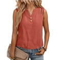 thumbnail image 1 of Womens Cotton Linen Tank Tops Hollow Out Sleeveless Embroidered Boho V Neck Tops, Red XL, 1 of 6