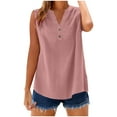thumbnail image 1 of Womens Cotton Linen Tank Tops, Sleeveless Shirts for Women Lightweight Casual Plus Size Solid Color Button Up V Neck Dressy Blouses, 1 of 5