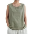 thumbnail image 1 of Womens Cotton Linen Tank Tops, Sleeveless Shirts for Women Summer Casual Loose Fit Solid Color Crewneck Tanks Dressy Blouses, 1 of 4