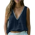 thumbnail image 1 of Womens Cotton Linen Tank Tops, Sleeveless Shirts for Women Summer Casual Vintage Solid Color V Neck Dressy Blouses, 1 of 5