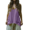 thumbnail image 1 of Womens Cotton Linen Tank Tops, Sleeveless Shirts for Women Summer Lightweight Casual Solid Color Crewneck Dressy Blouses with Pockets, 1 of 5